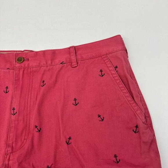 Izod Saltwater Men’s Anchor Print Khaki Shorts Coral/Black Size 42 Waist - Picture 3 of 11